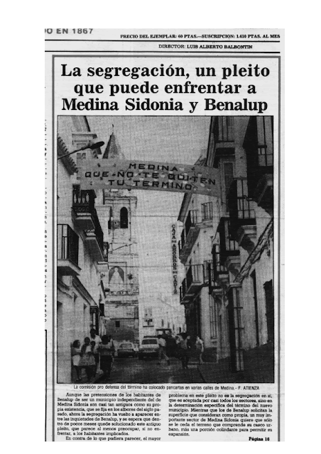 XXV ANIVERSARIO DE LA SEGREGACIÓN DE BENALUP-CASAS VIEJAS.Precedentes.La transición. 1977-1985. 8