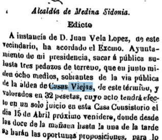 Casas Viejas y el BOP de 1833 a 1885. Los sobrantes de la vía pública. 6