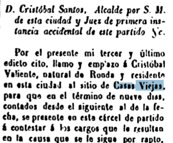 Casas Viejas y el BOP de 1833 a 1885. Los cuatreros atacan. 14